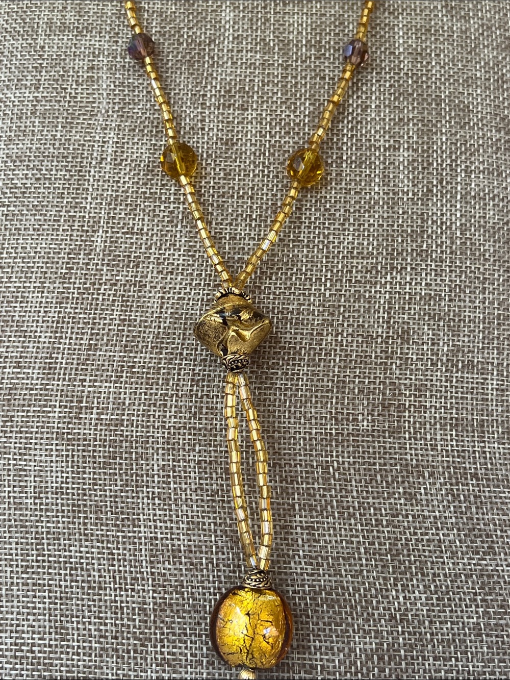Gold-Tone Glass Pendant Necklace - Women's Jewelry